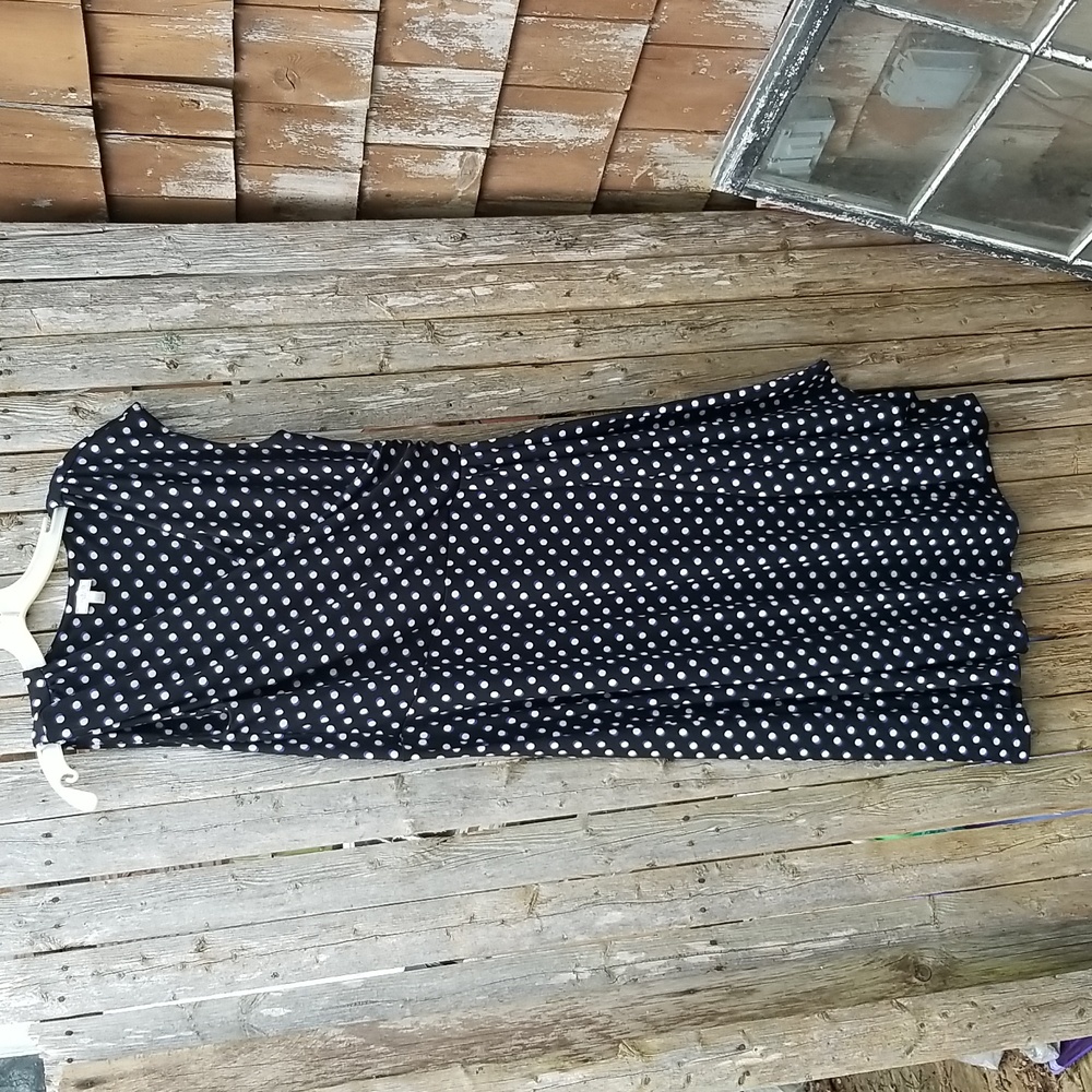 TALBOTS LARGE Size BLUE POLKA DOT WRAP Full Skirt DRESS 40 Bust